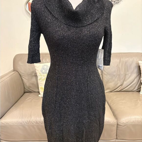 Evan Picone Black Dress with Cowl Neck - Picture 1 of 16